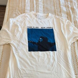 White and Blue Graphic T-Shirt